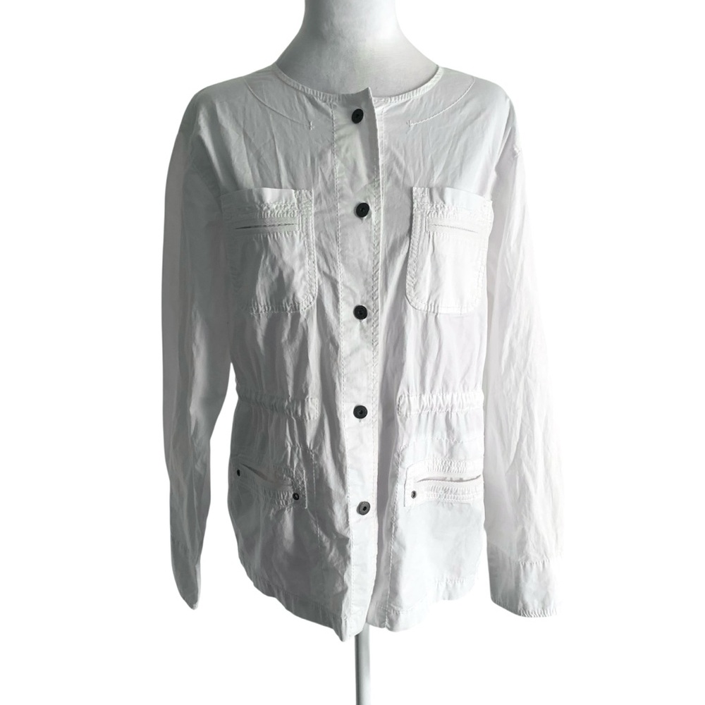 Marrakech Women’s Medium White Lightweight Button Front Shacket Cotton Casual